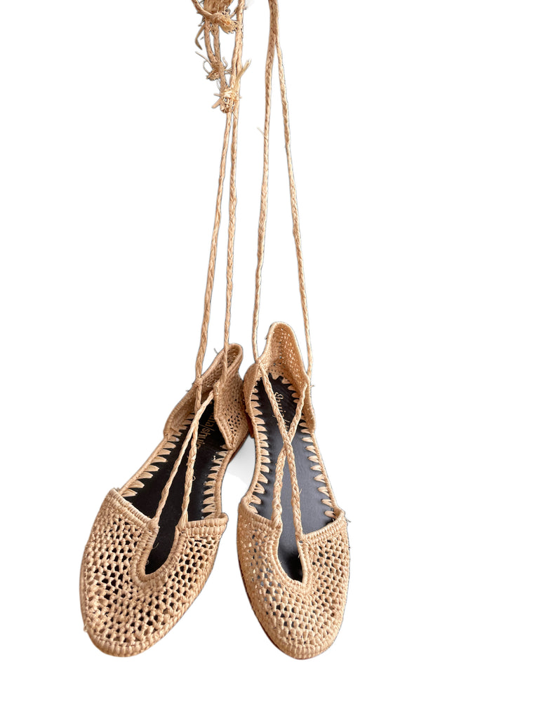 BINDESANDALEN AUS RAFFIA, FARBE NATURE