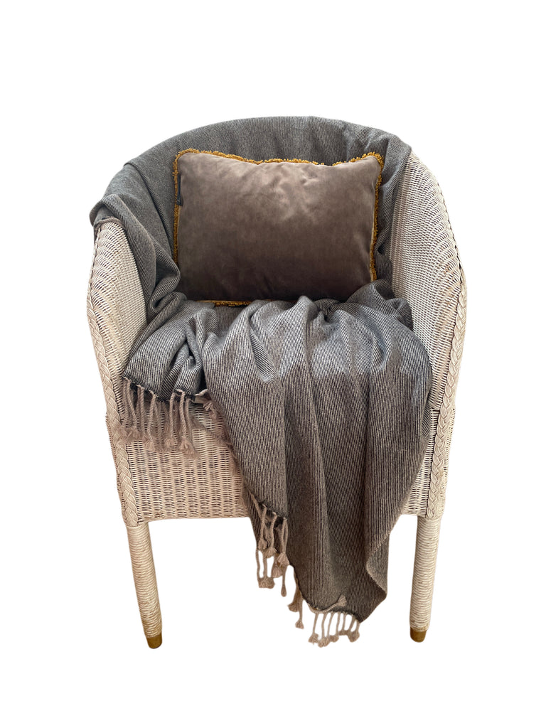 CASHMERE PLAID WEFT/WARP 2-FÄDIG TAUPE/BLACK
