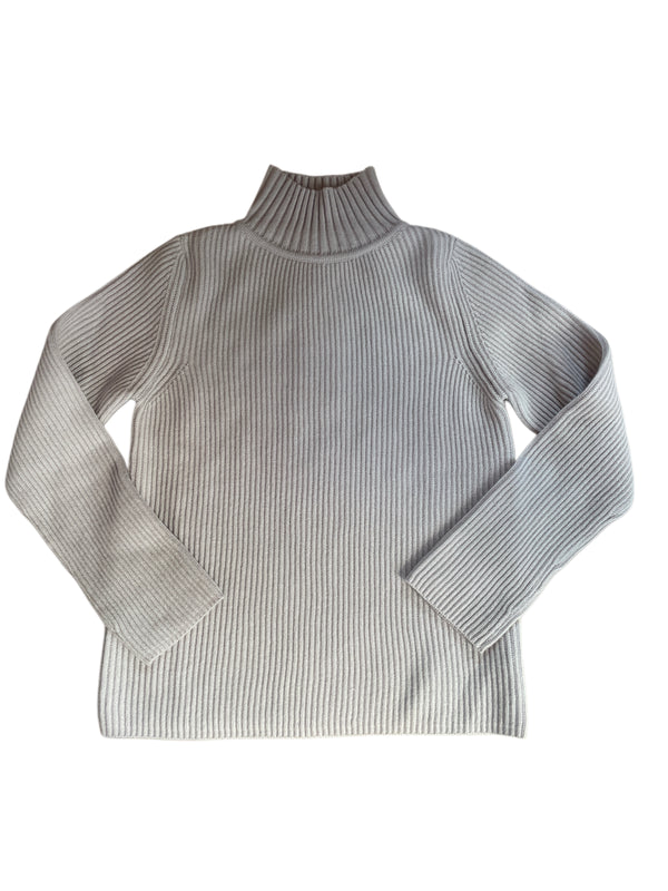 AVA RIB PULLOVER, GRIS-WEISS