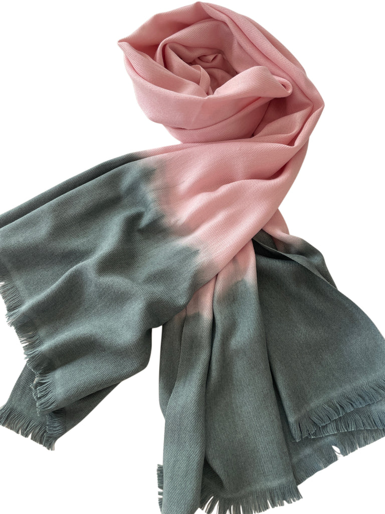 SCHAL 2-FARBIG, TIE DYE, ROSA/PETROLGRÜN