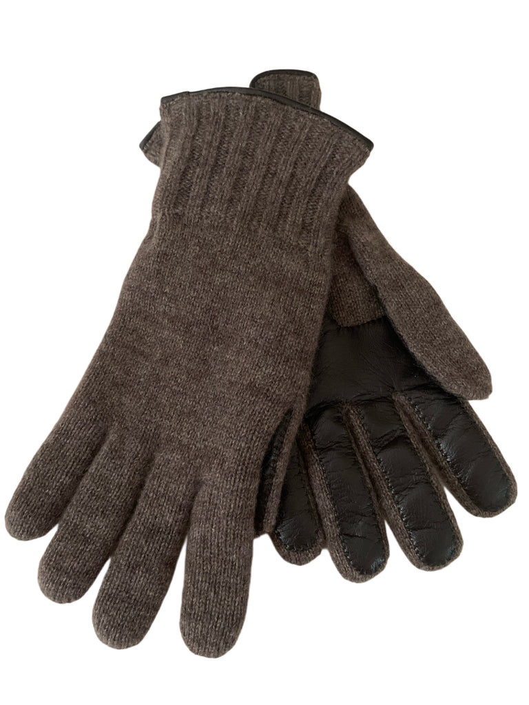 GESTRICKTE CASHMERE HANDSCHUHE MIT LEDER VON ALPO, MEN