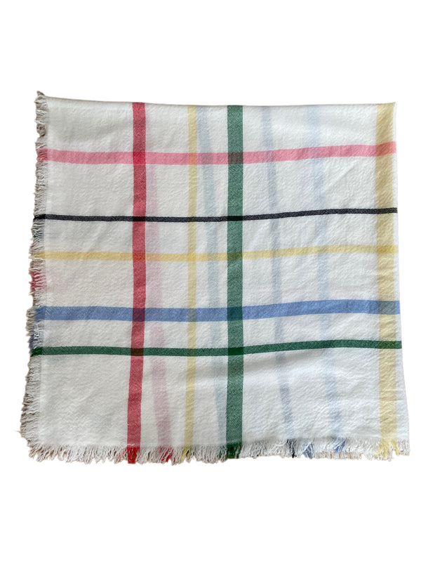 BIBI SCHAL QUADRAT, OFF WHITE, STREIFEN FARBIG