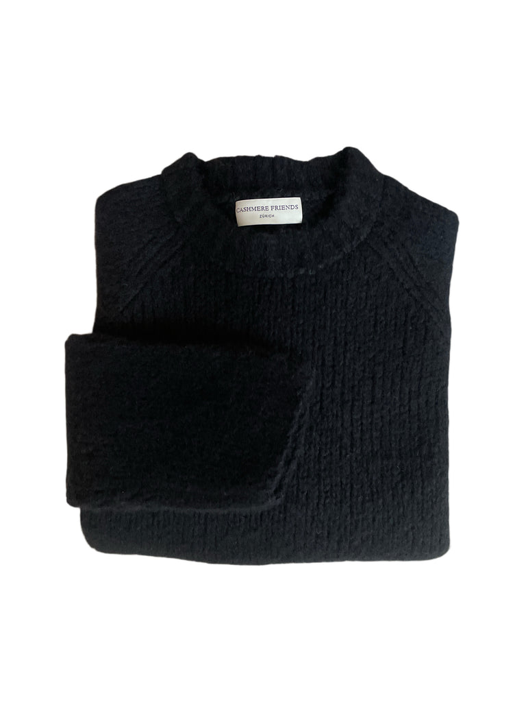 INA RUNDAUSSCHNITT PULLOVER, SCHWARZ