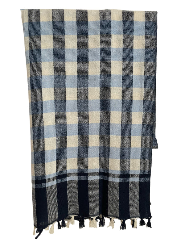 COCO SCARF CHECK BLAU/HELLBLAU/WINTERWEISS