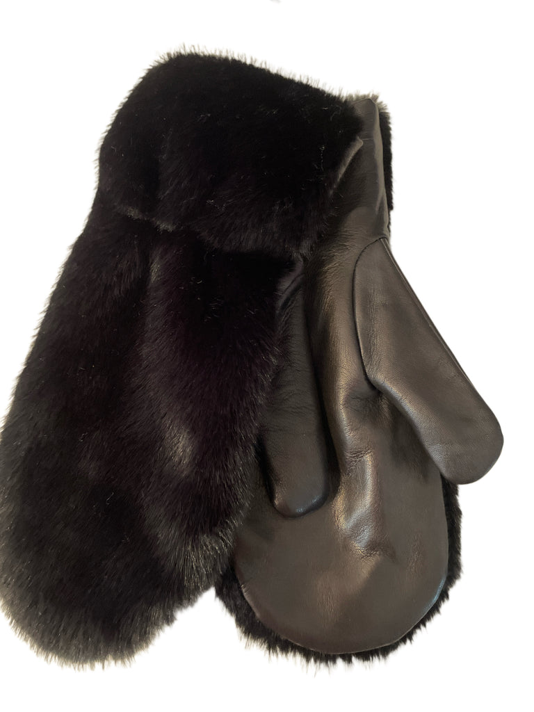 FAUSTHANDSCHUHE MIT KUNSTFELL UND LEDER, ALPO