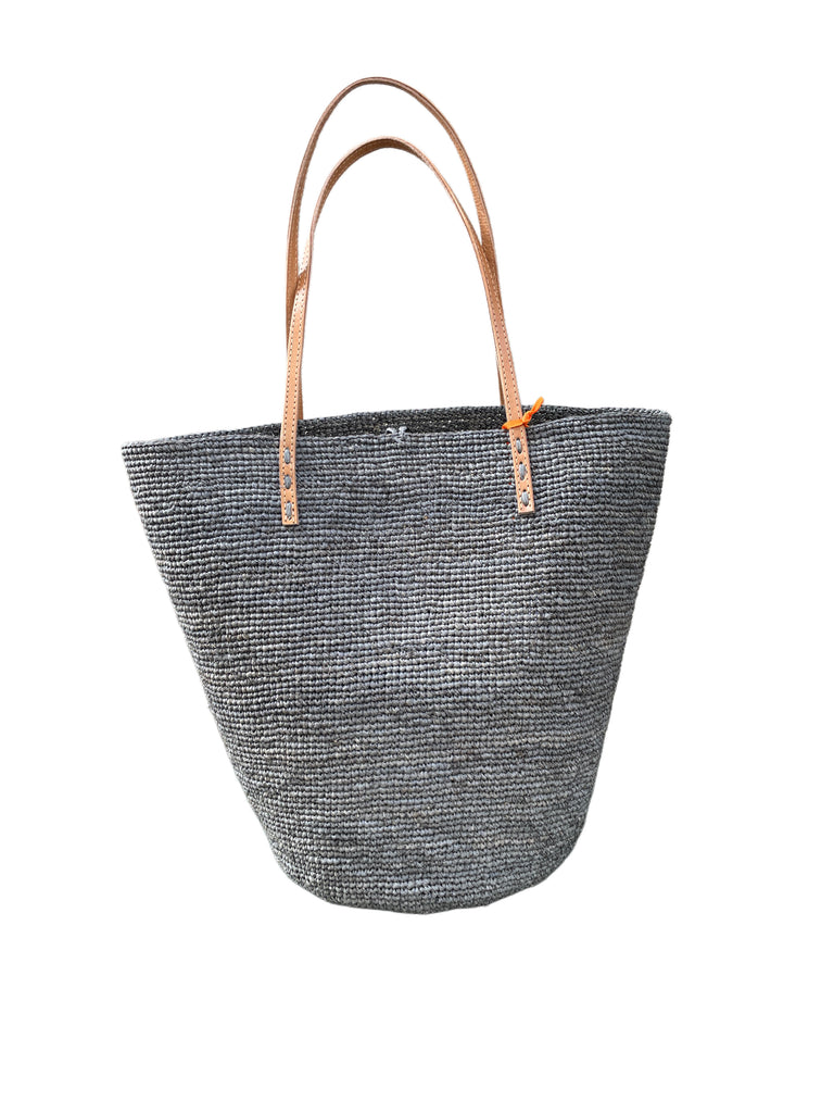 RAFFIA TASCHE ILANA, GRAU-GRÜN