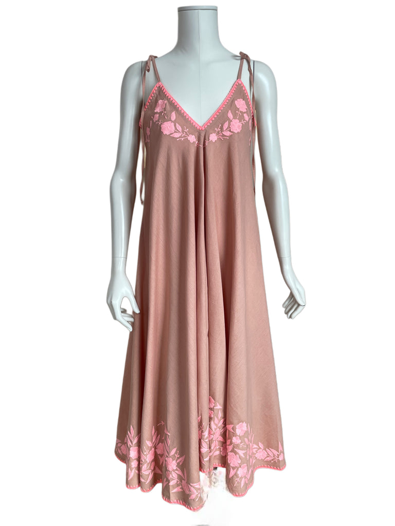 SLIP DRESS, JULLIET DUNN, BESTICKT, BRONZE/CANDY