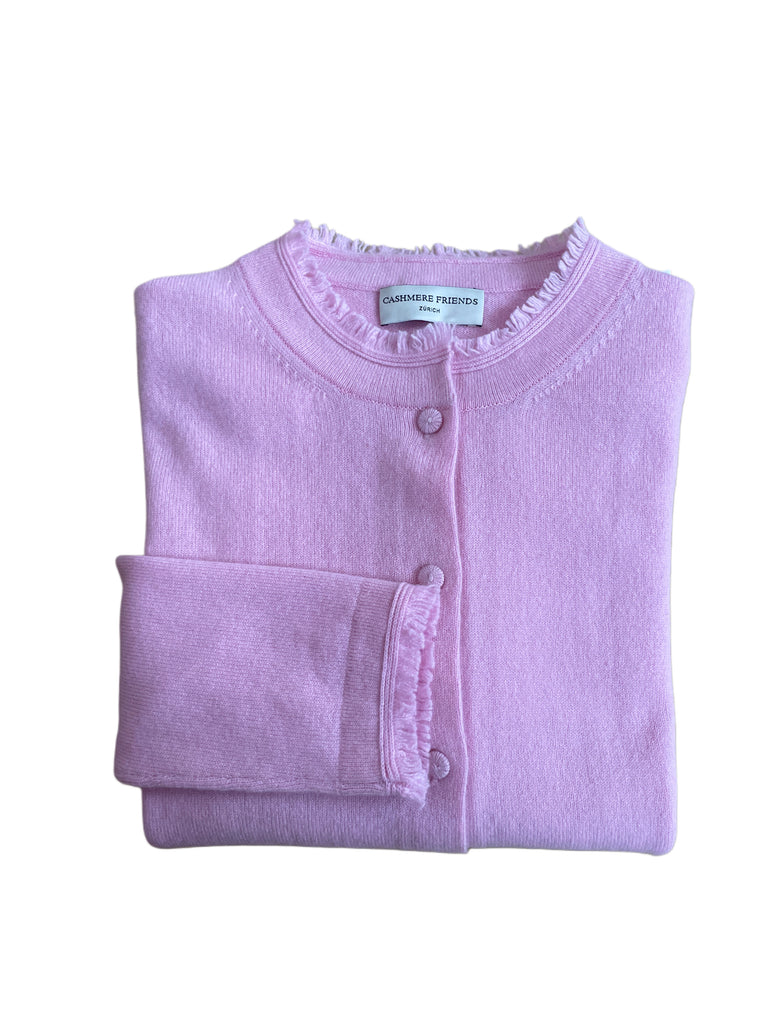 LESLY R-NECK CARDIGAN, ROSA BABYCASHMERE