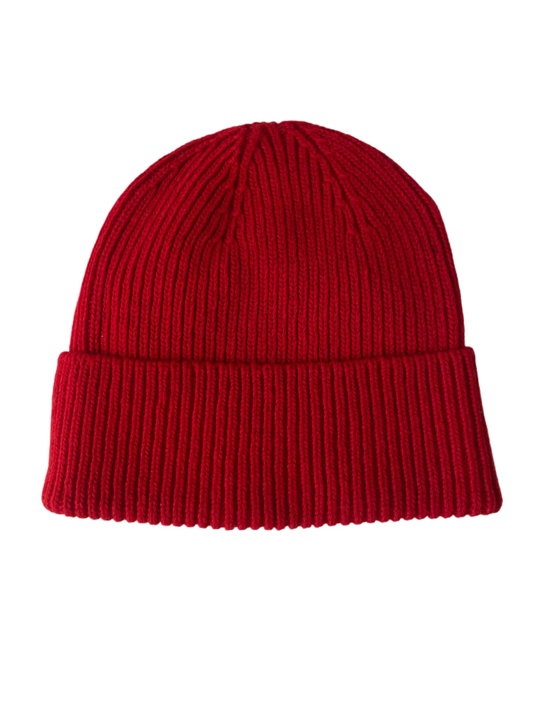 MÜTZE RIBSTRICK ROT, WOLLGEMISCH