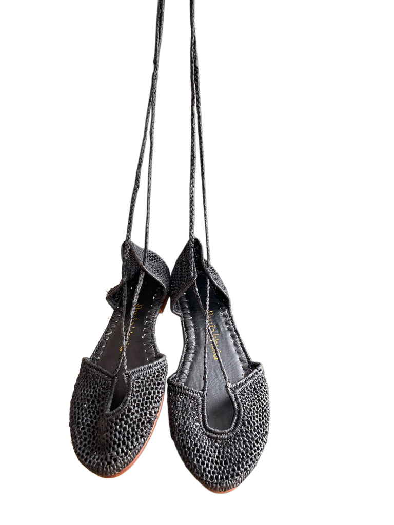 BINDESANDALEN AUS RAFFIA, FARBE SCHWARZ