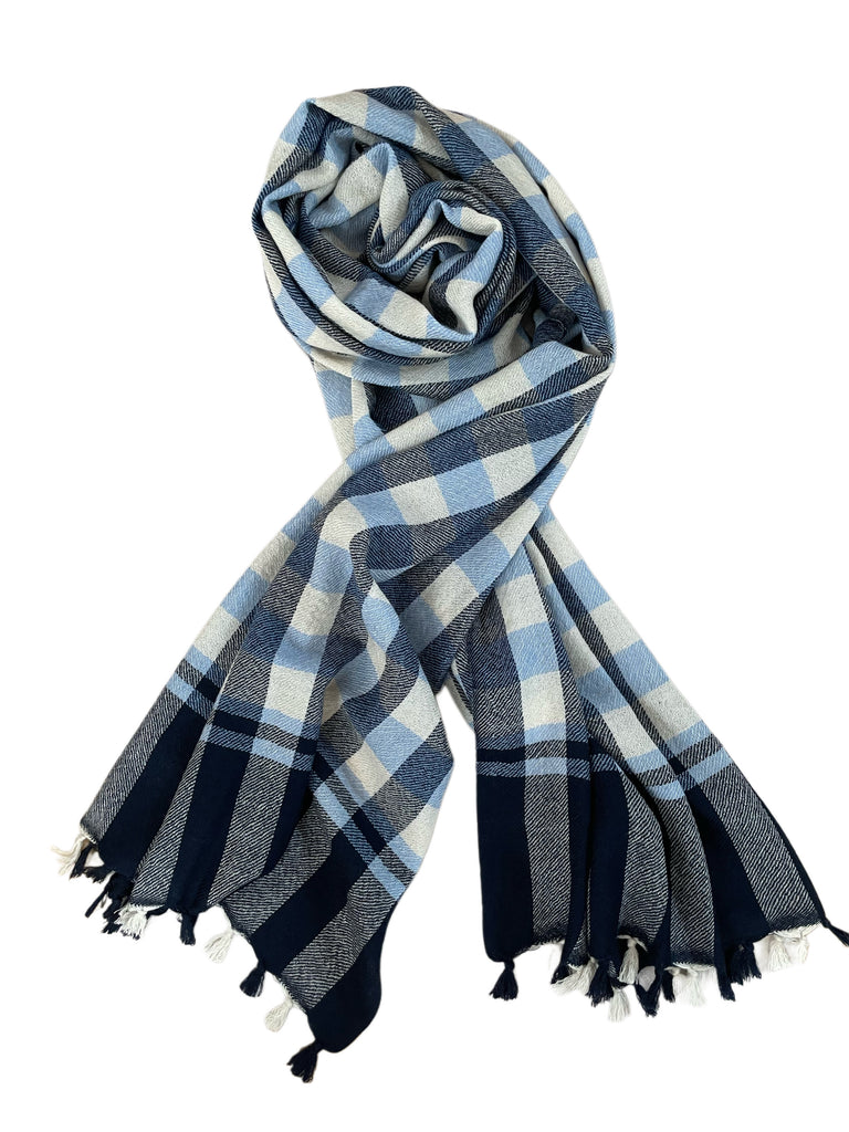 COCO SCARF CHECK BLAU/HELLBLAU/WINTERWEISS