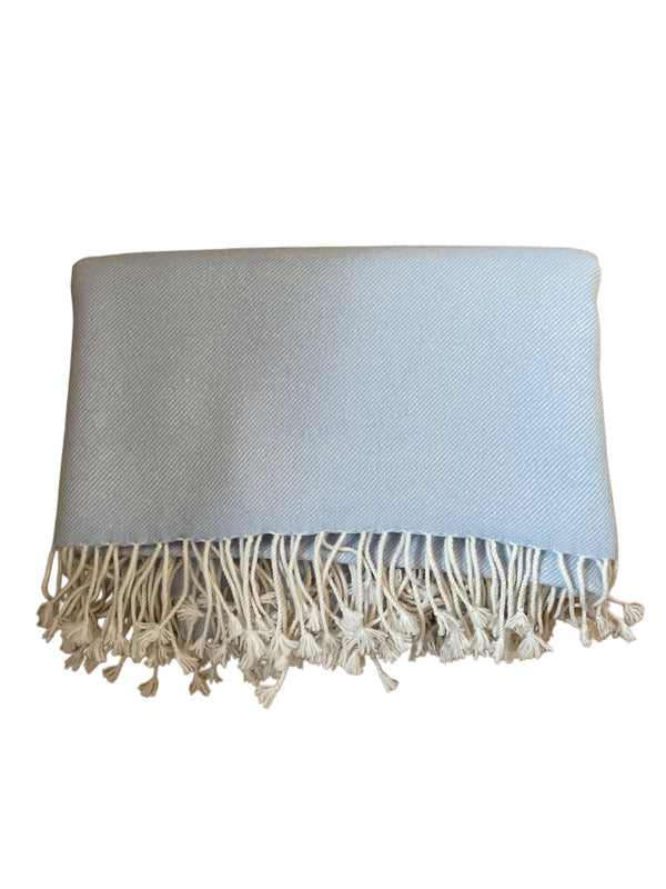 CASHMERE PLAID WEFT/WARP 2-FÄDIG OFF WHITE NATURE/HELLBLAU