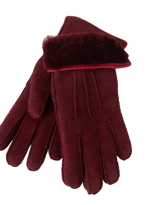 LAMMFELL HANDSCHUHE VON ALPO, LADIES BORDEAUX