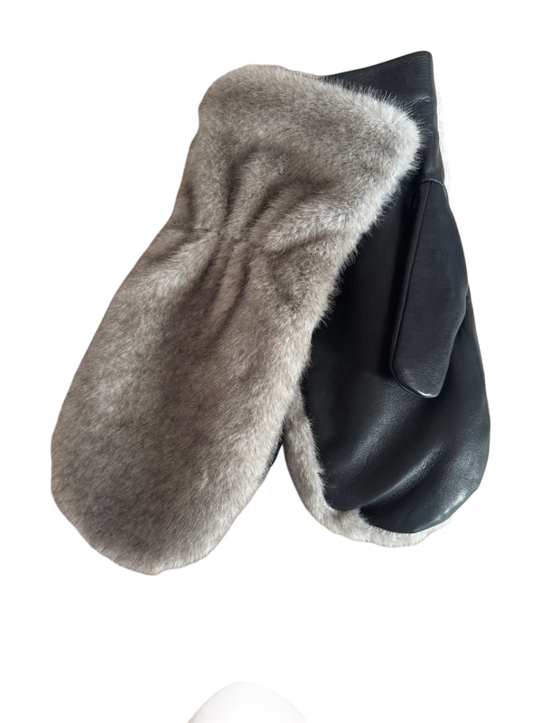 FAUSTHANDSCHUHE KUNSTFELL UND LEDER