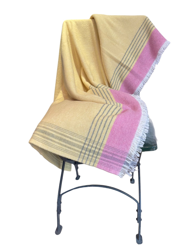 DECKE NOMADE 90% WOLLE, 10% CASHMERE, GELB/PINK - Cashmere Friends