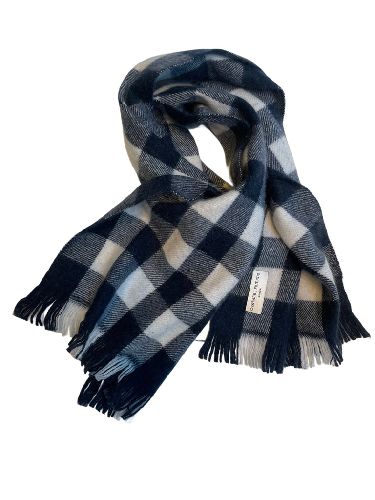 FELTED CHECK SCHAL MIT FRANSEN - Cashmere Friends