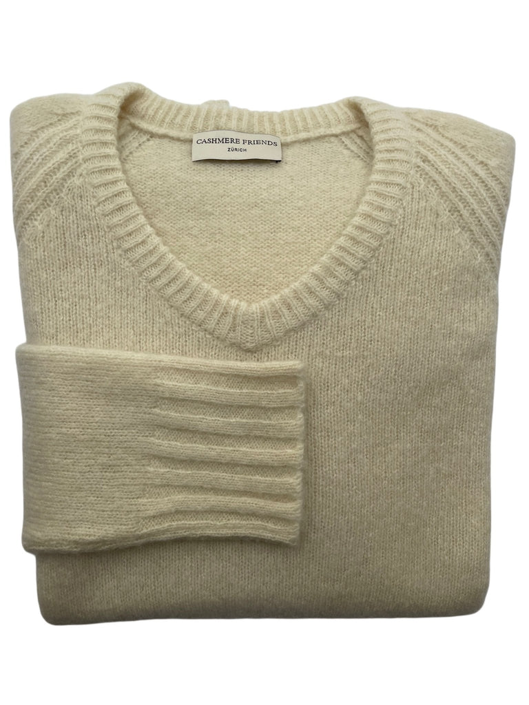 NANA RUND - V - AUSSCHNITT PULLOVER IVORY - Cashmere Friends